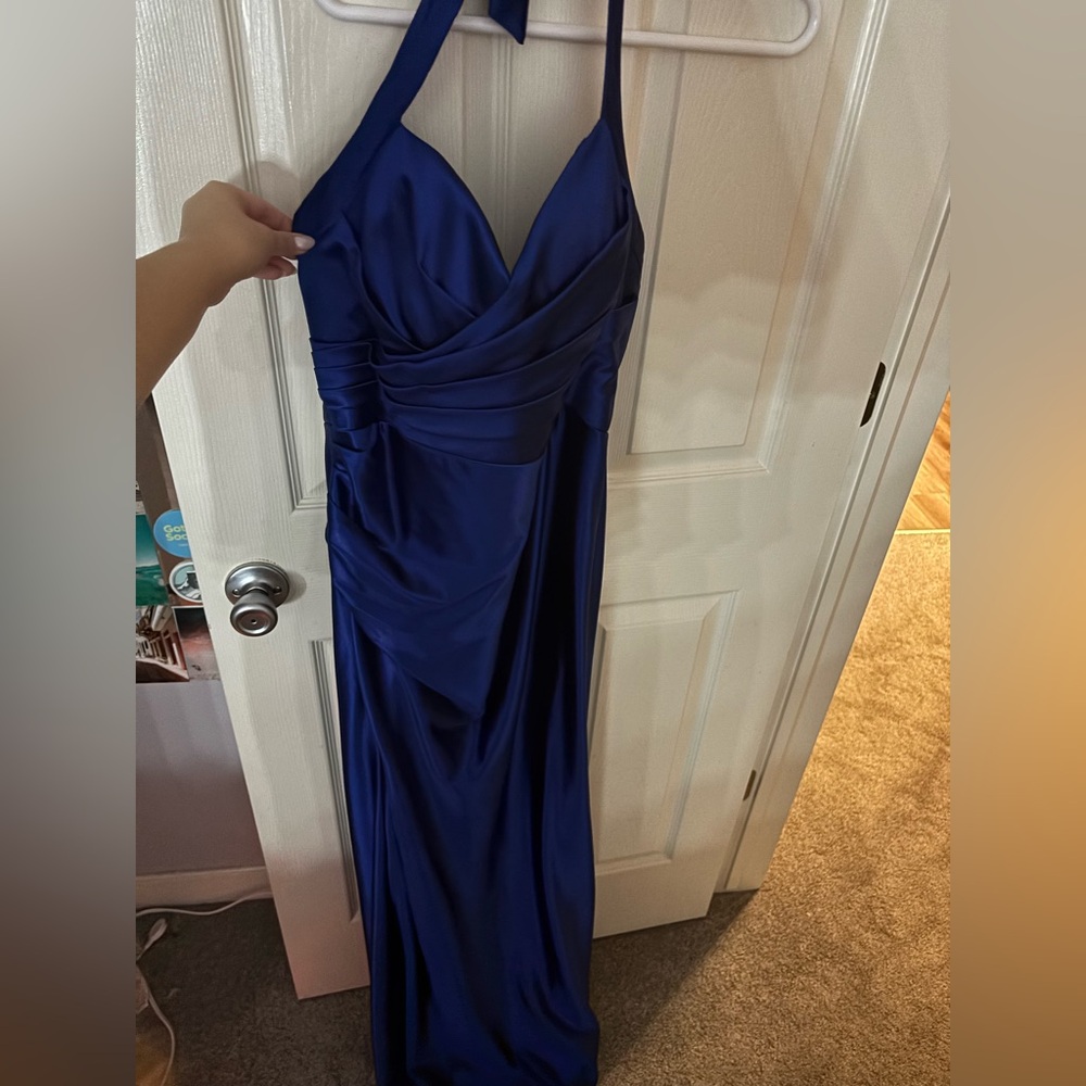 Elegant Blue Halter Gown